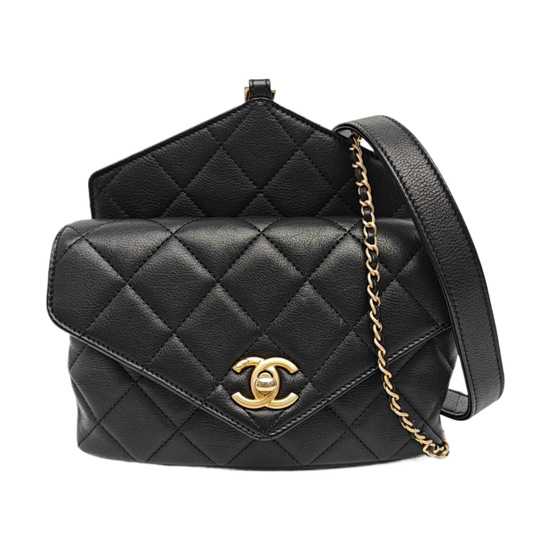 Quilted Calfskin Shoulder Bag Black