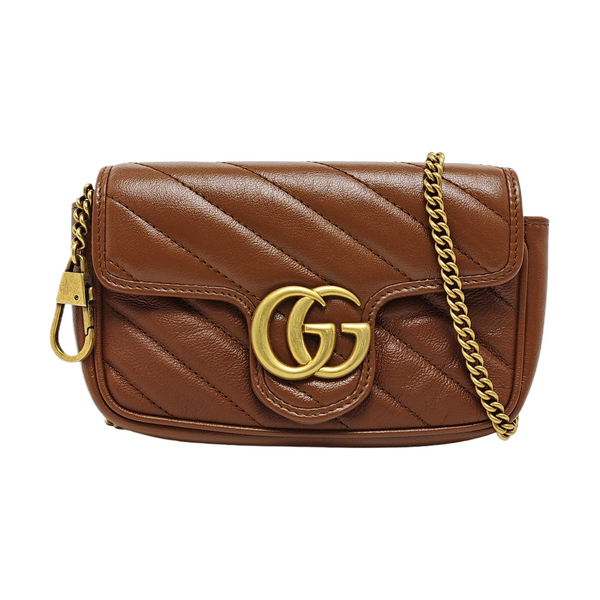 GG Marmont Mini Quilted Calfskin Brown