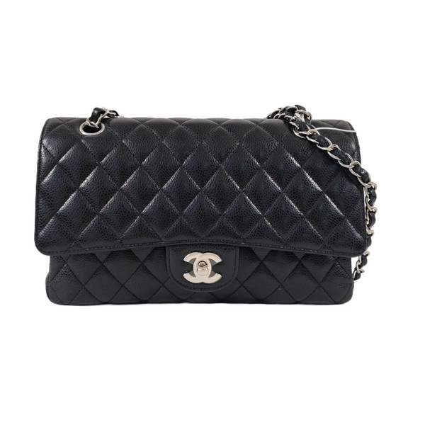 CLASSIC FLAP Medium Quilted Grained Calfskin Black