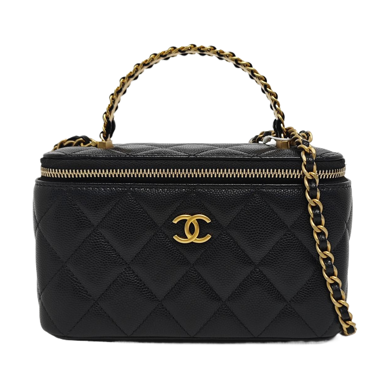 VANITY CASE Small Quilted Grained Calfskin Black