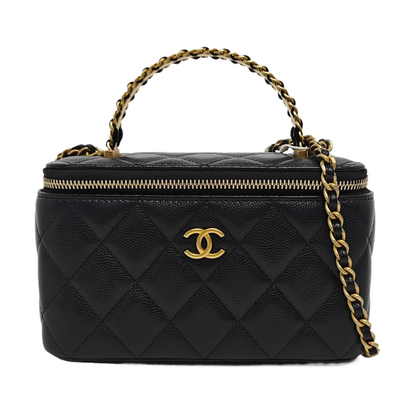 VANITY CASE Small Quilted Grained Calfskin Black