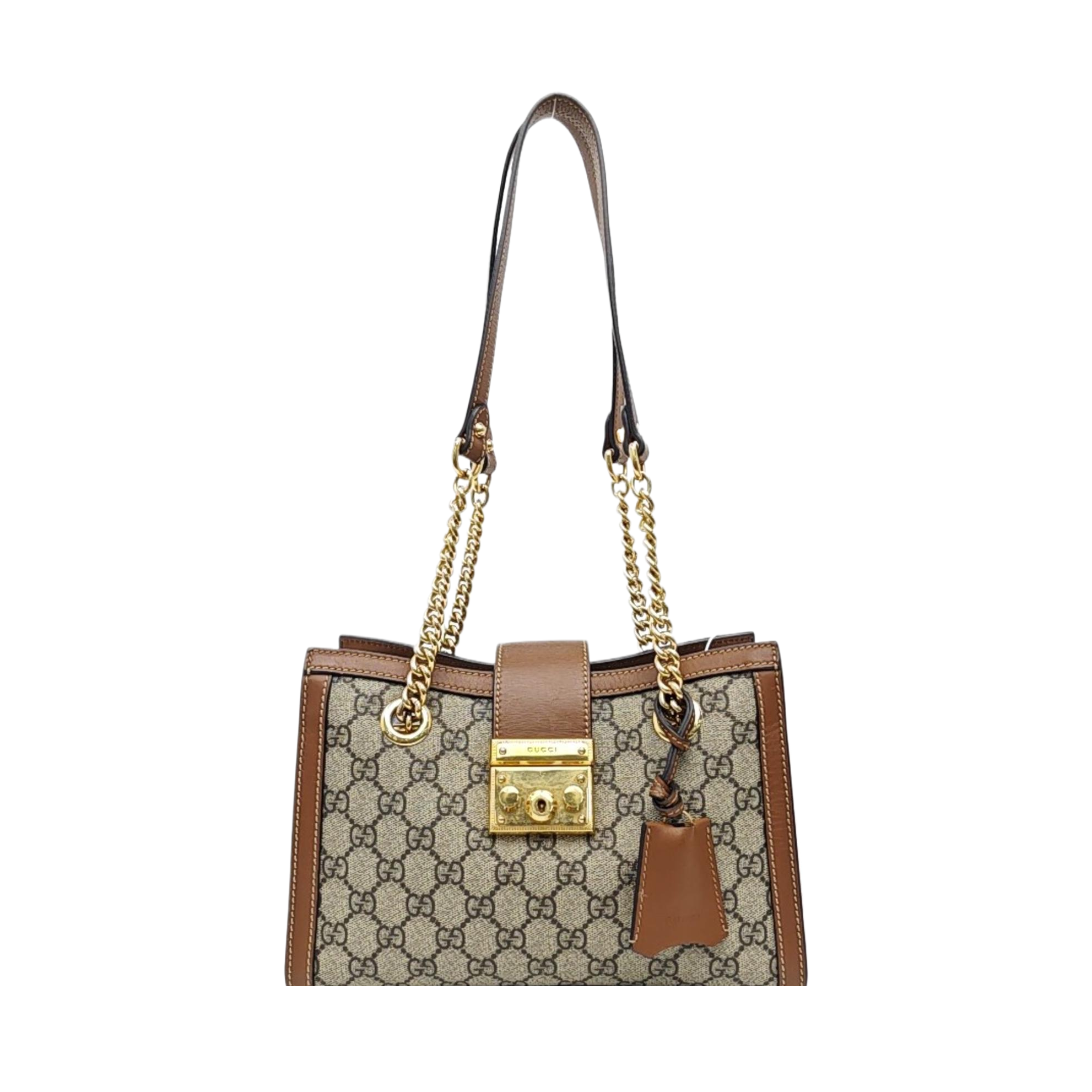 Padlock Small Monogram Coated Canvas Beige