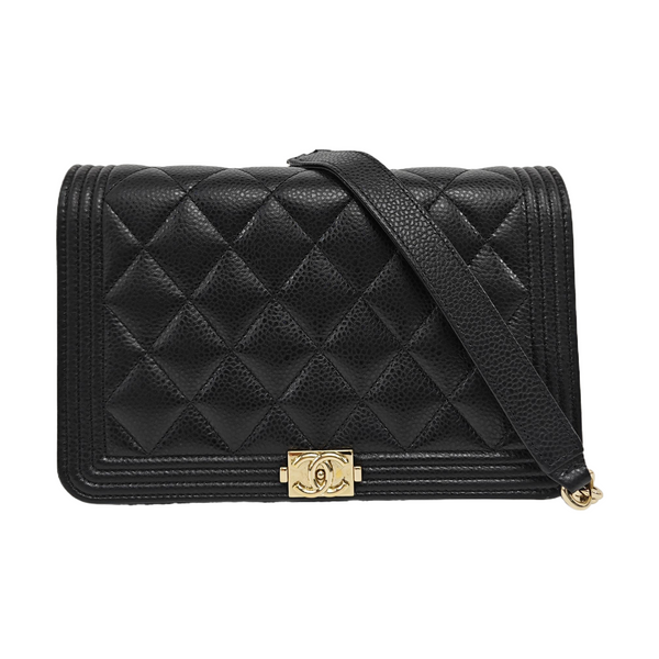 BOY CHANEL Mini Quilted Grained Calfskin Black