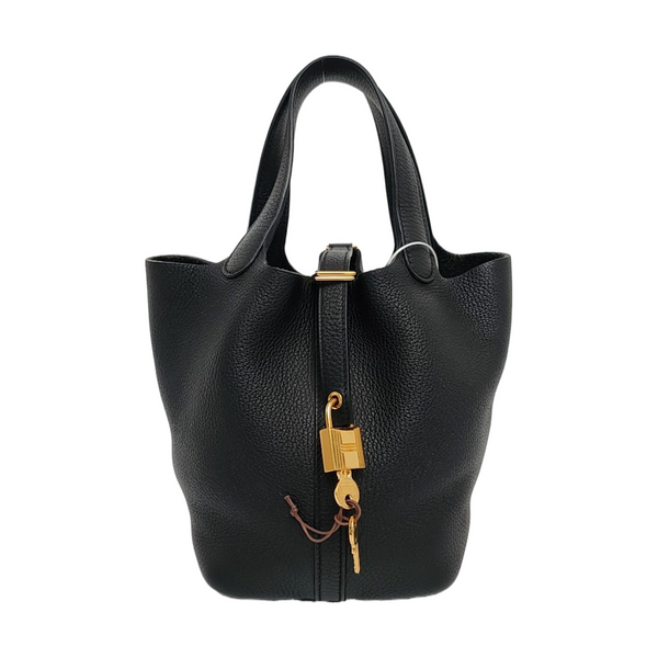 Authenticated pre-owned  Picotin Lock Clemence Black - Bucket Bag at Looply