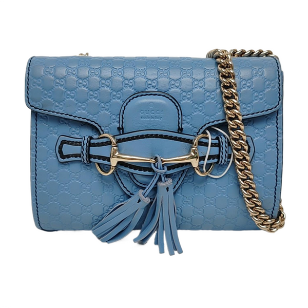 Emily Chain Mini Monogram Calfskin Blue