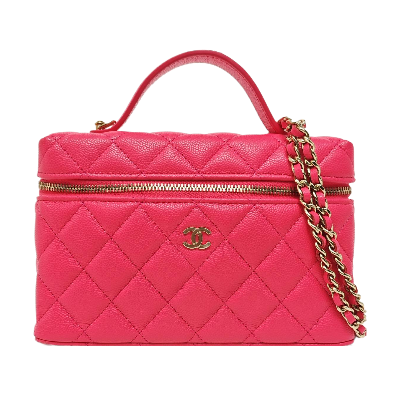 VANITY CASE Quilted Grained Calfskin Red