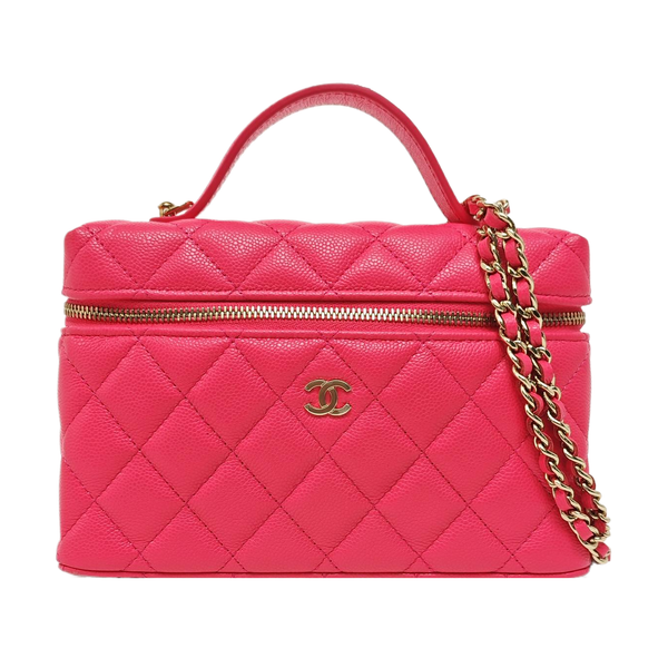 VANITY CASE Quilted Grained Calfskin Red