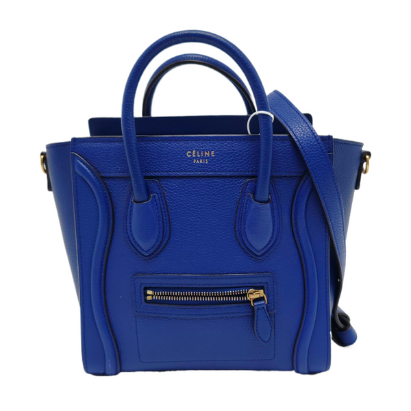 Authenticated pre-owned  LUGGAGE Nano Calfskin Blue - Tote Bag at Looply