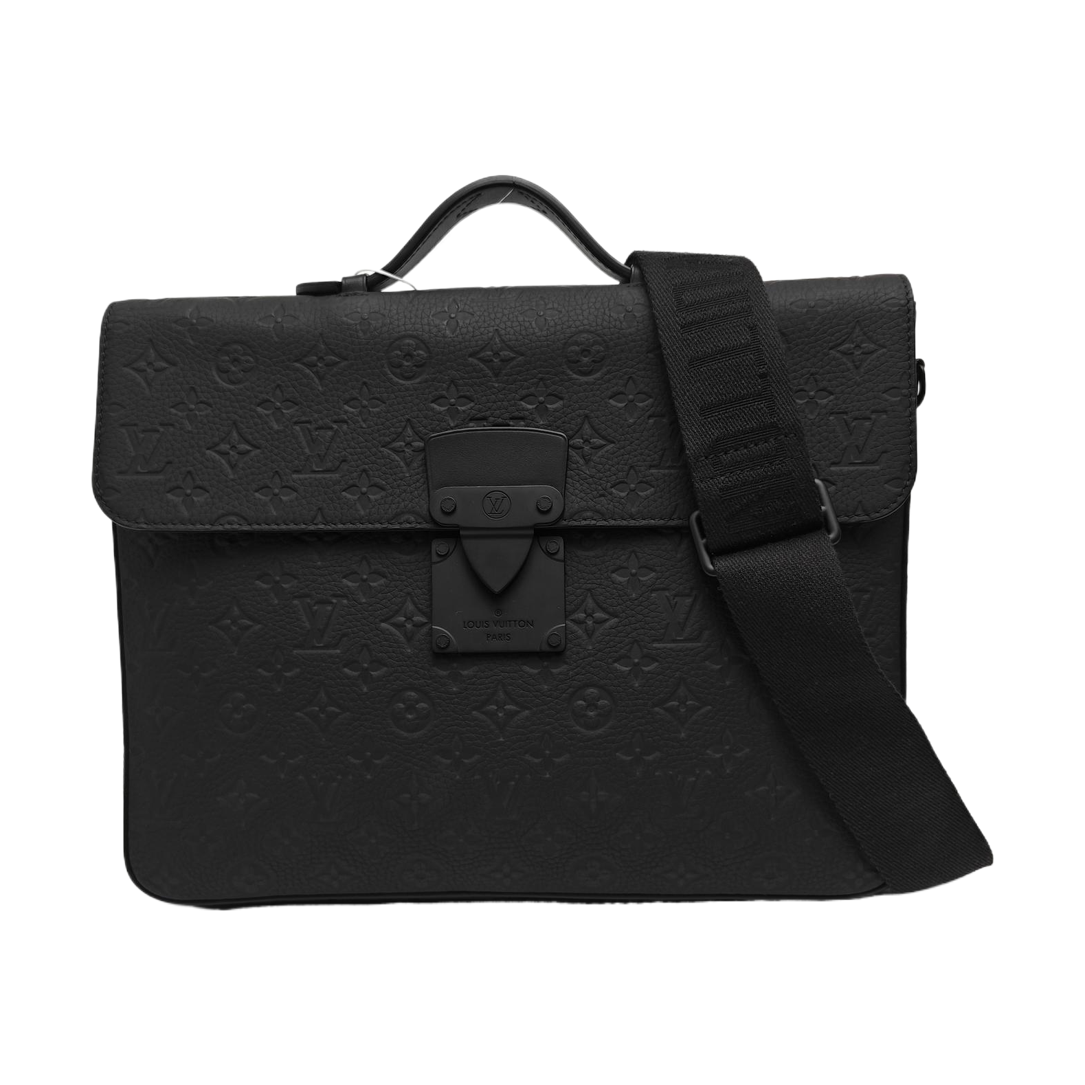 S LOCK Monogram Calfskin Black