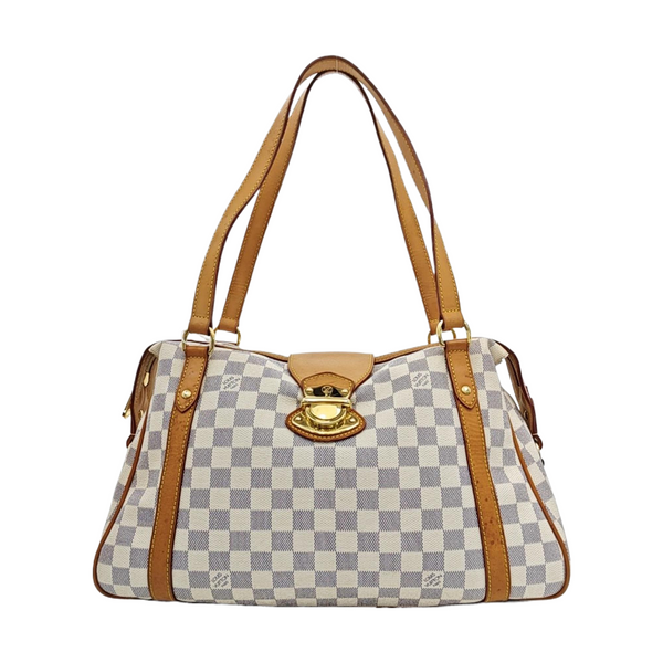 STRESA PM Damier Azur Coated Canvas White