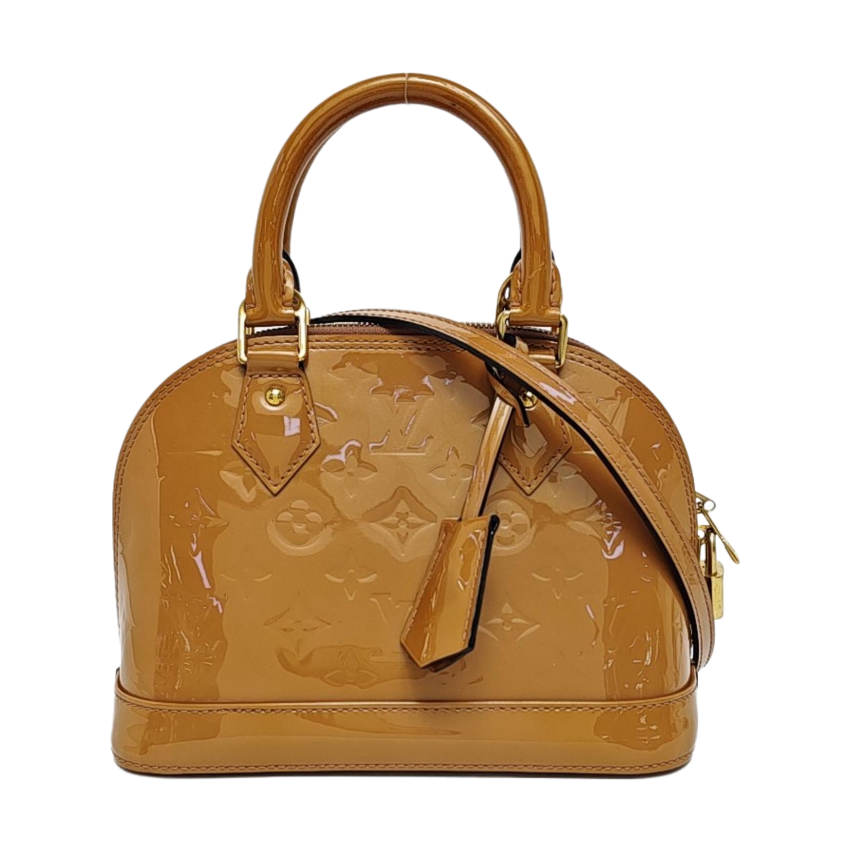 Authenticated pre-owned  ALMA Monogram Patent Leather Yellow - Shoulder Bag at Looply