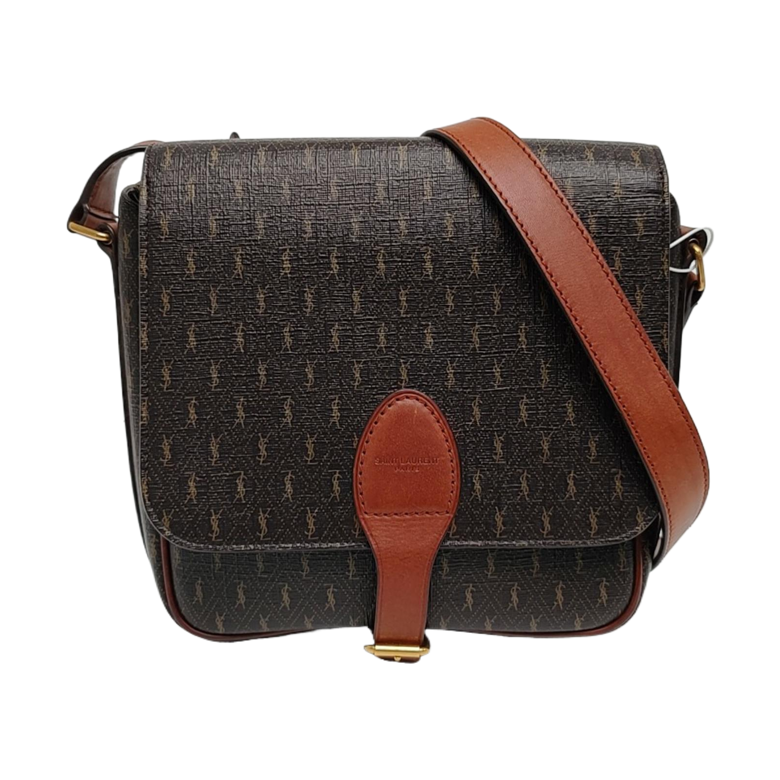 Coated Canvas Crossbody Bag Brown