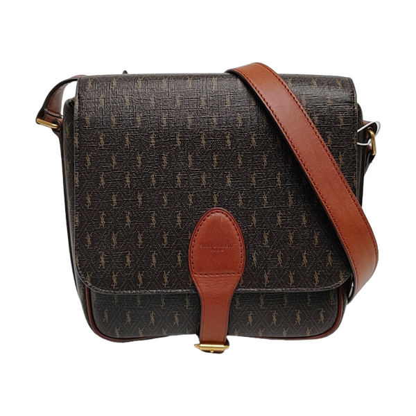 Coated Canvas Crossbody Bag Brown