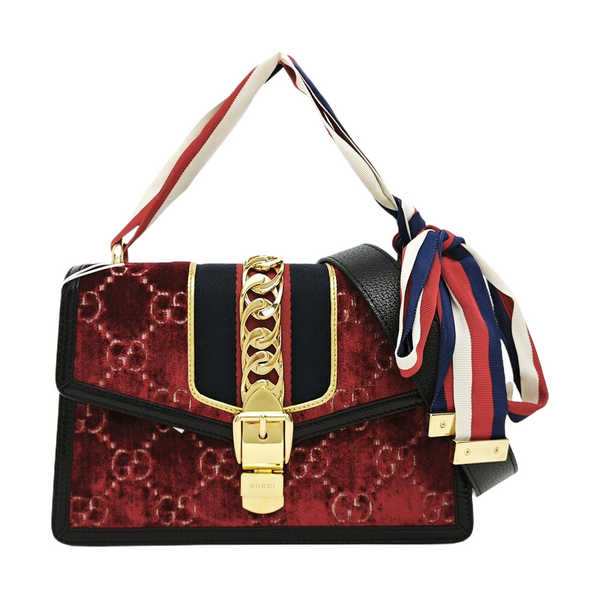 Sylvie Small Monogram Velvet Red