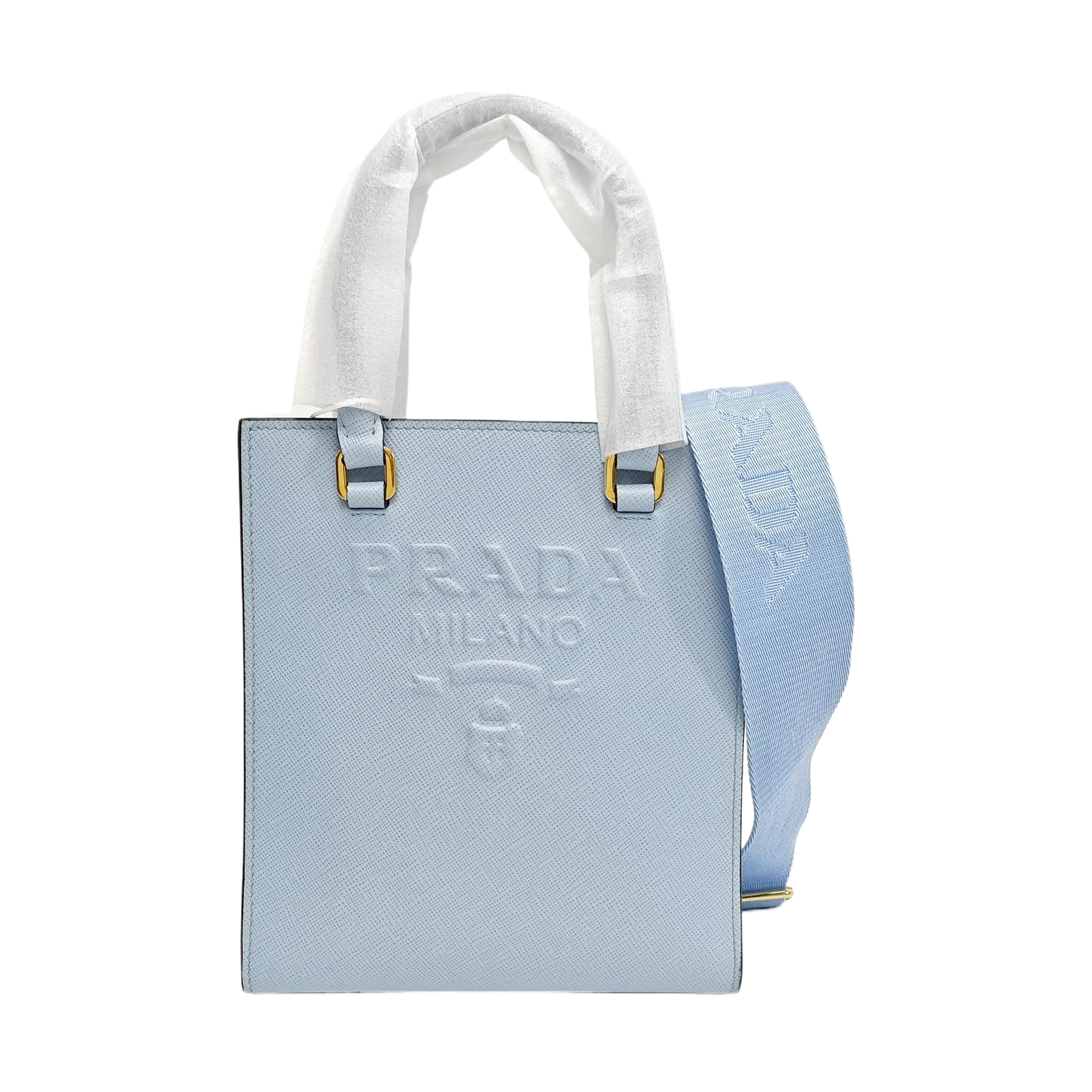 Saffiano Calfskin Tote Bag Small Blue