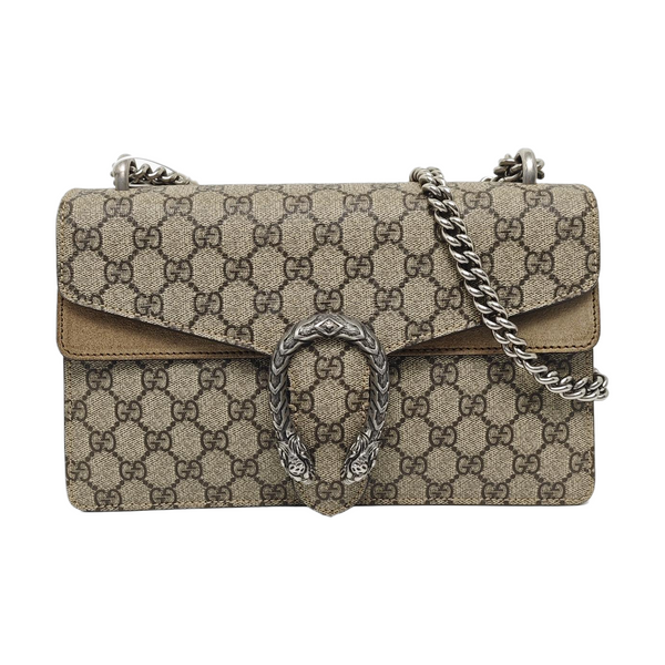 Dionysus Small Monogram Coated Canvas Beige