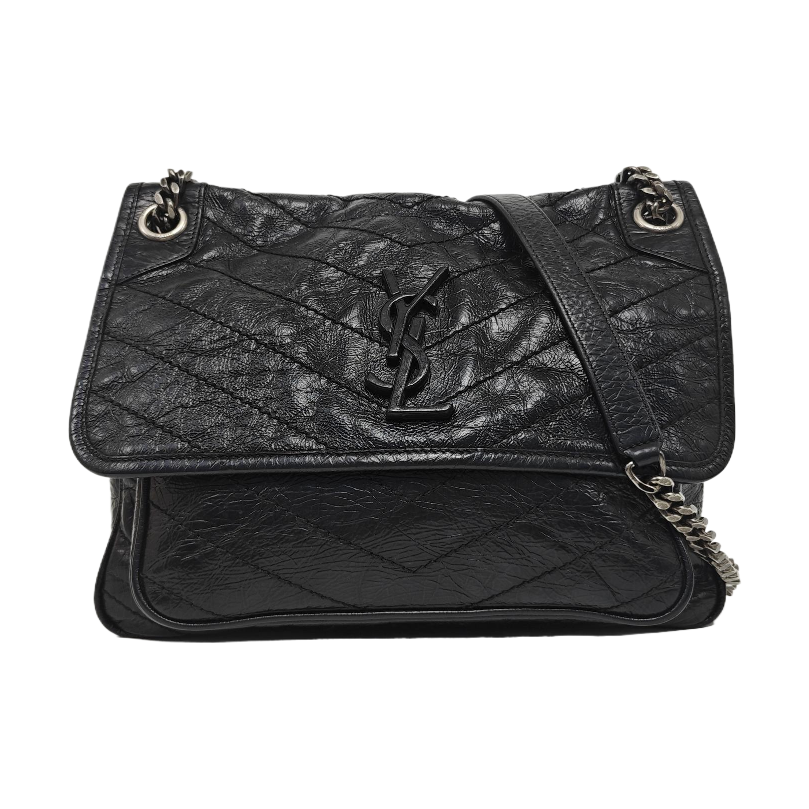 NIKI Medium Chevron Calfskin Black