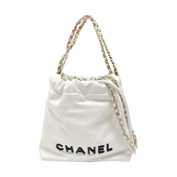 CHANEL 22 Mini Quilted Calfskin White
