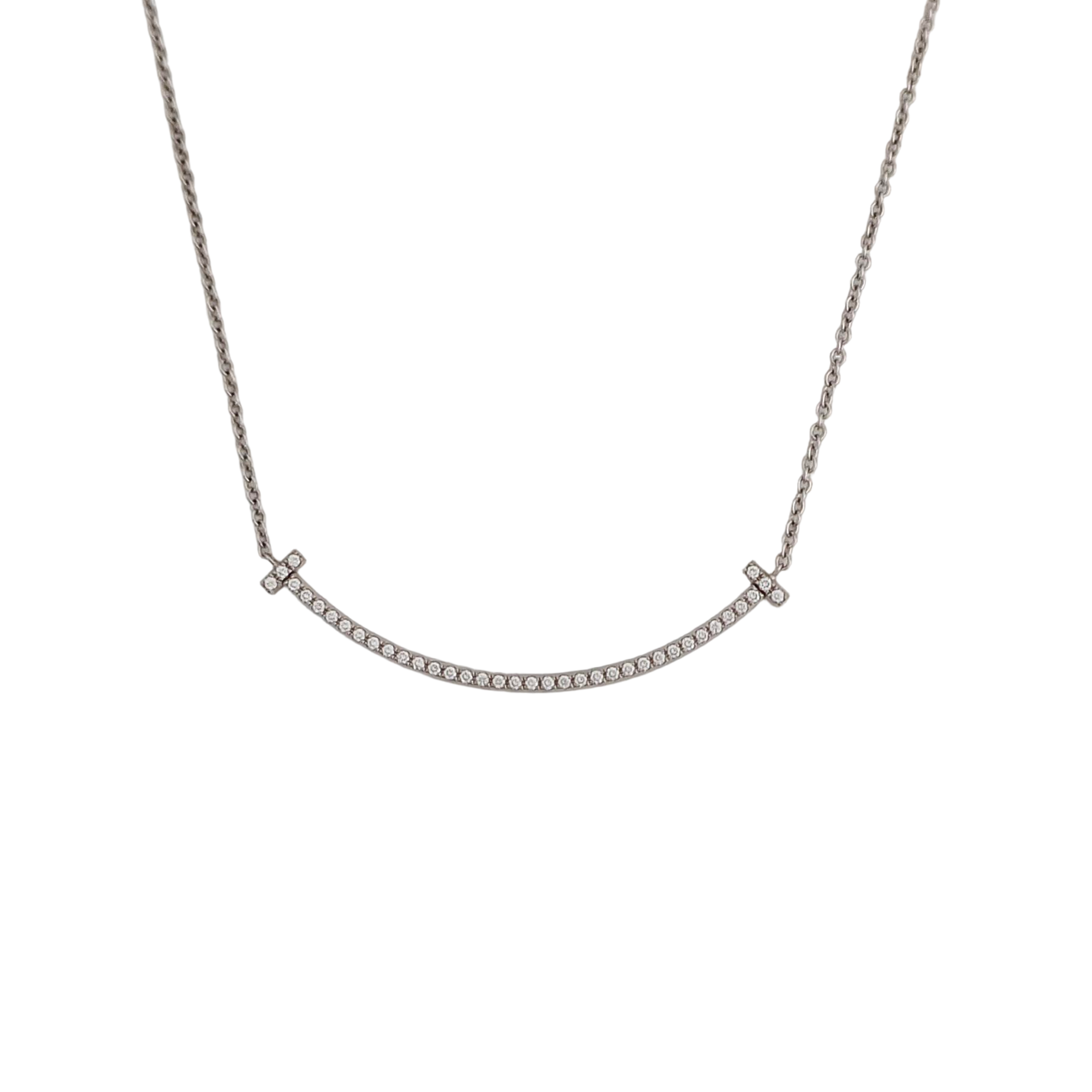 Tiffany T 18k White Gold Silver Necklace
