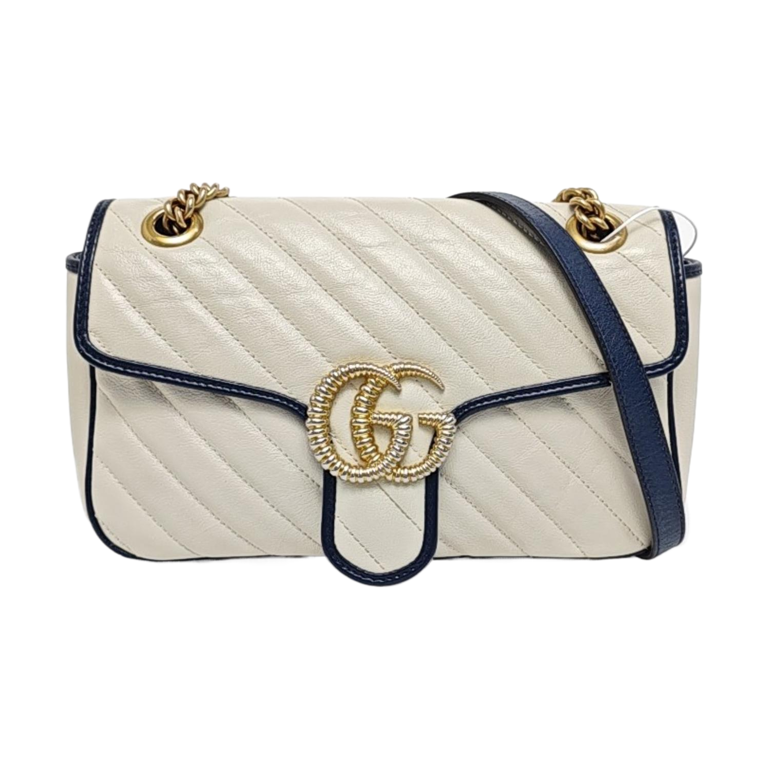 Authenticated pre-owned  GG Marmont Medium Quilted Calfskin White - Crossbody Bag at Looply