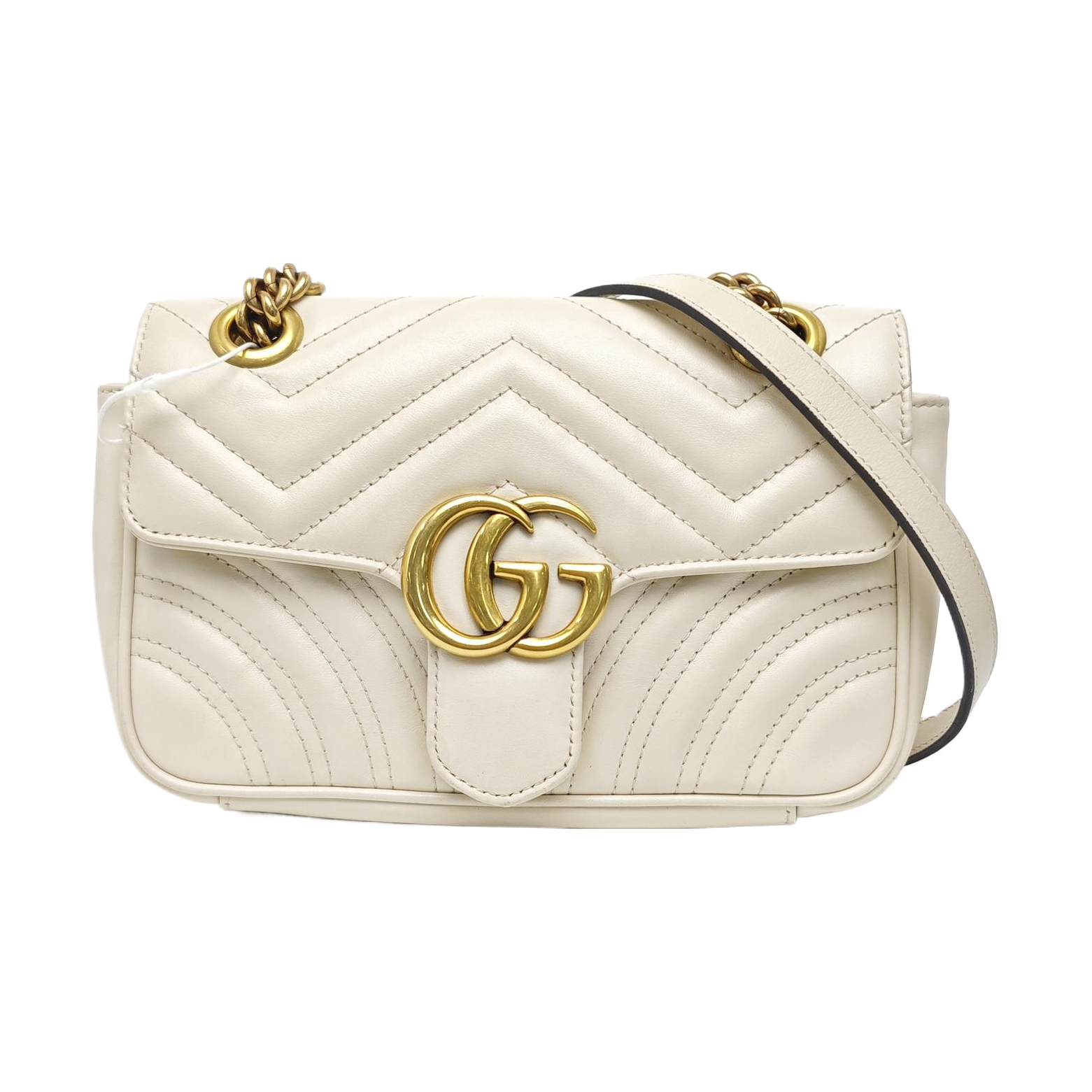 GG Marmont Small Quilted Calfskin White