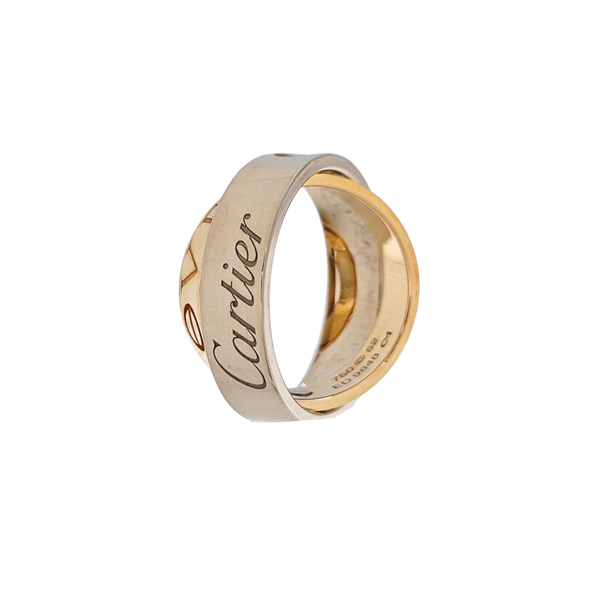 LOVE 18k Gold Silver Ring EU 52