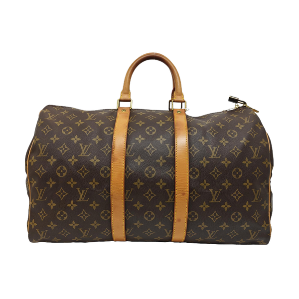 KEEPALL 45 Monogram Coated Canvas Brown