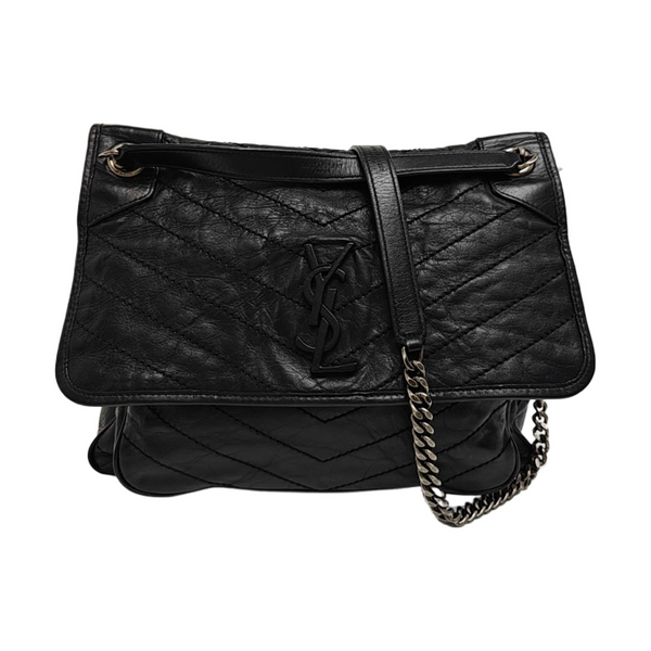 NIKI Large Chevron Calfskin Black