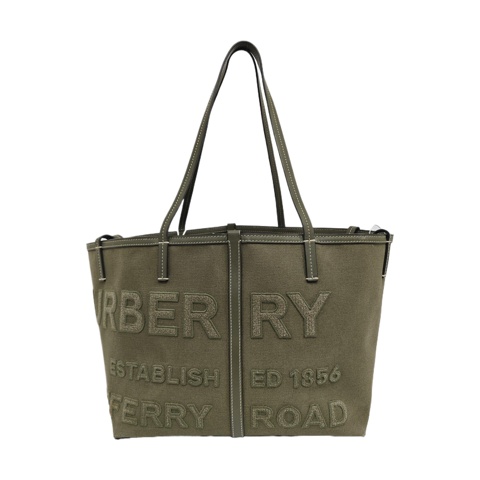 Quilted Canvas Tote Bag Green
