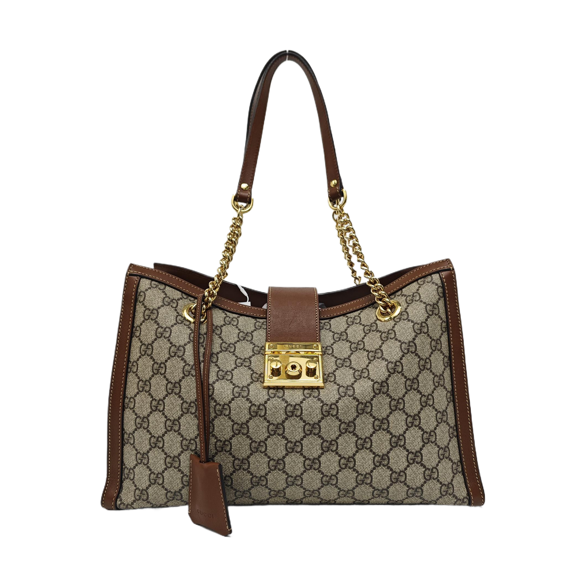 Padlock Medium Monogram Coated Canvas Beige