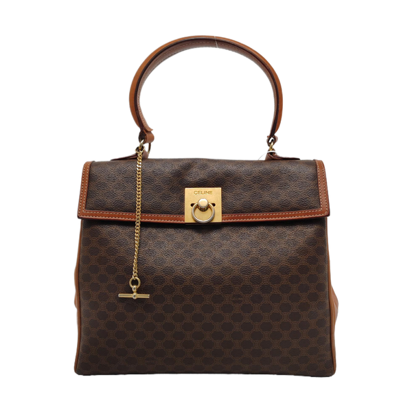 Authenticated pre-owned  MACADAM BLASON TRIOMPHE Coated Canvas Brown - Top Handle Bag at Looply
