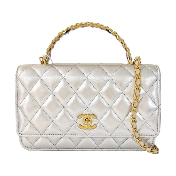 WOC Quilted Lambskin Silver
