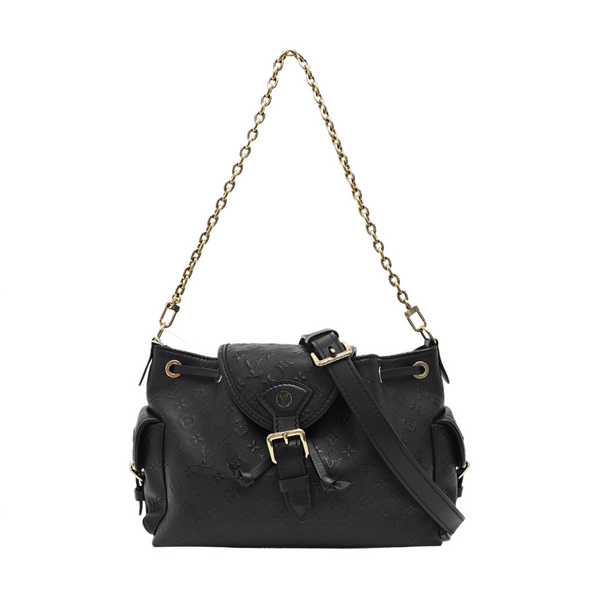 Monogram Calfskin Shoulder Bag Black