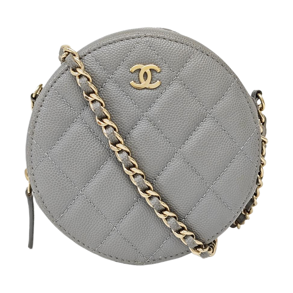 ROUND Quilted Grained Calfskin Gray