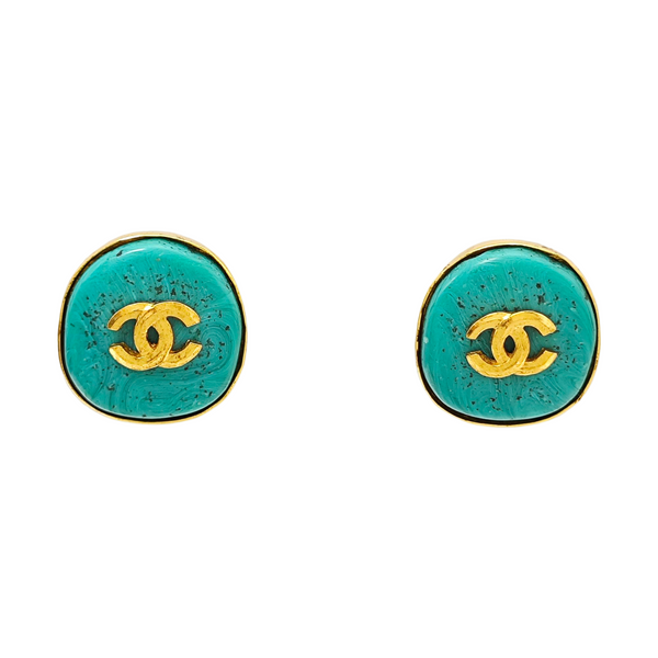 Metal Green Clip On Earrings