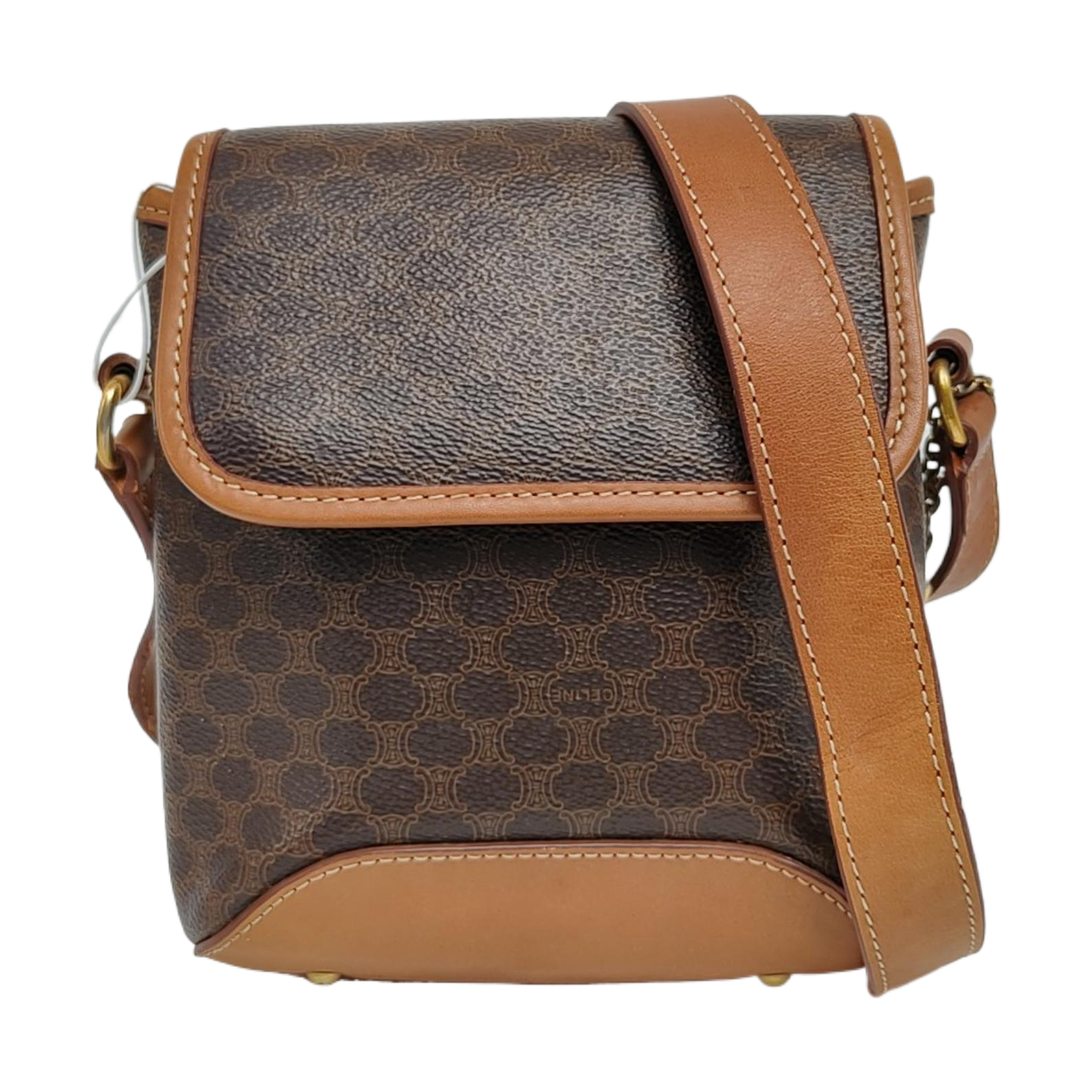 Coated Canvas Shoulder Bag Brown