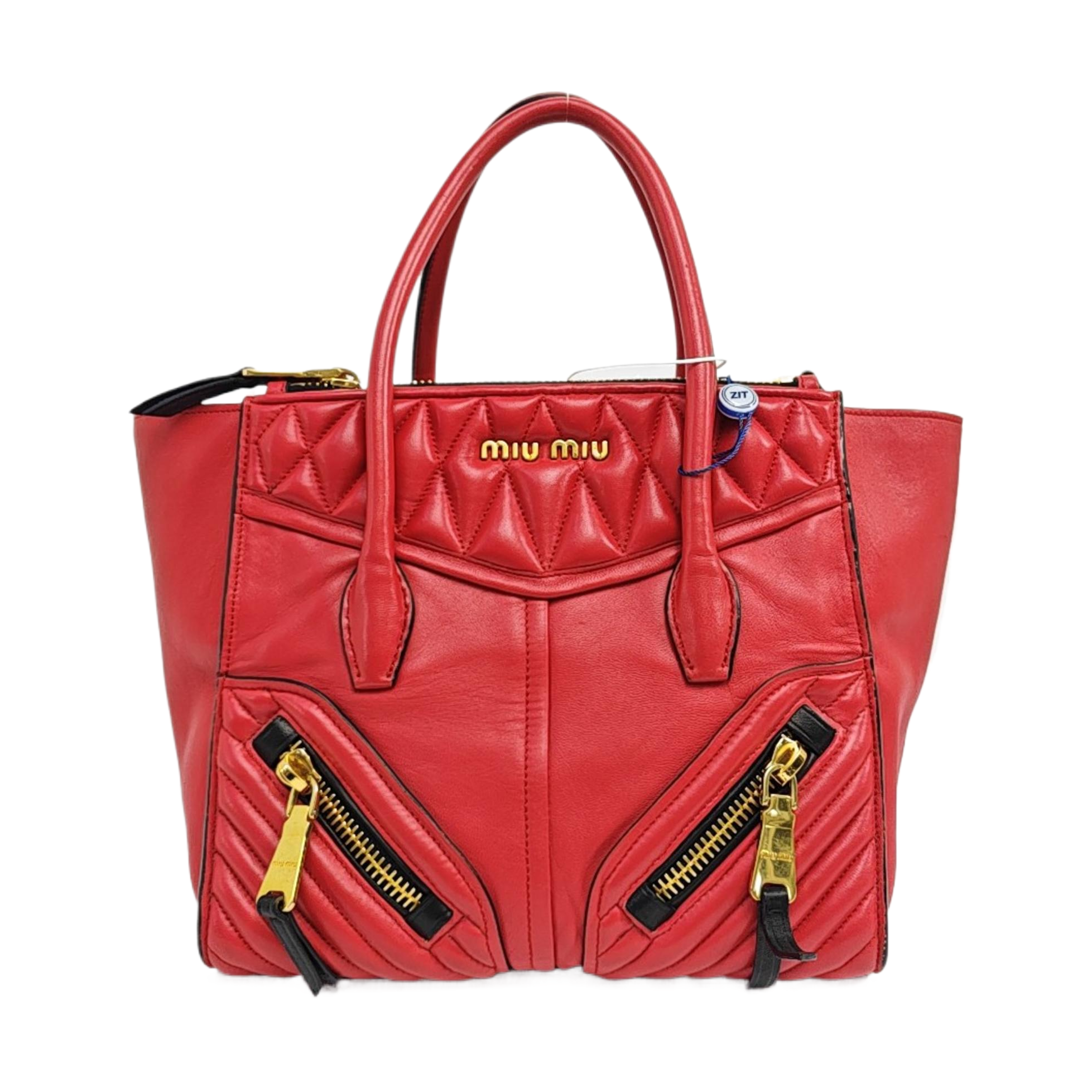 Quilted Lambskin Tote Bag Red