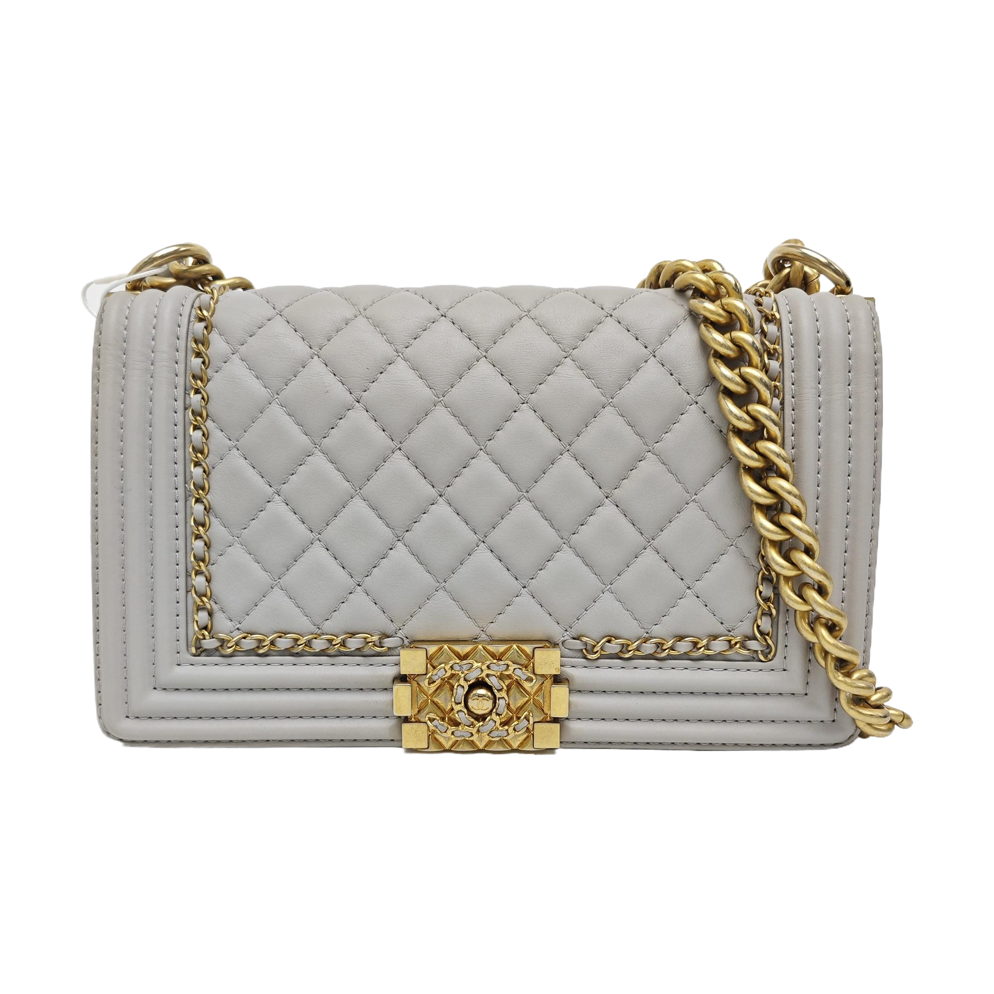 BOY CHANEL Medium Quilted Calfskin Gray