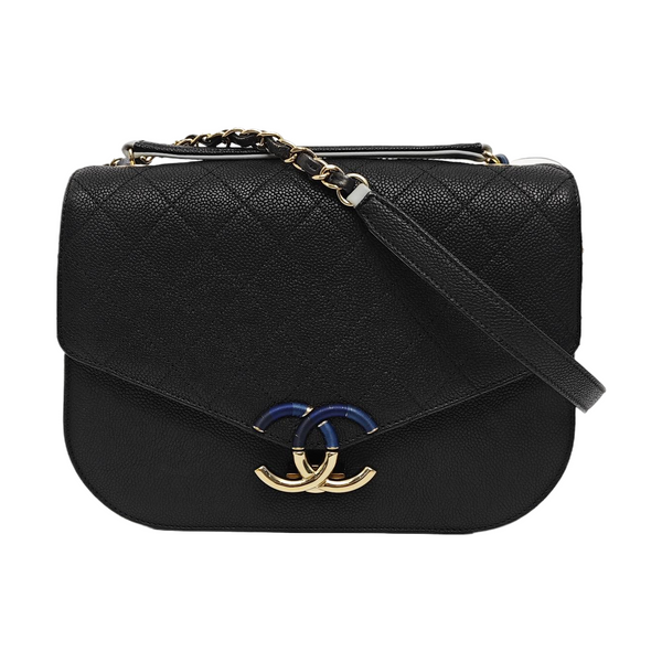 THREAD AROUND Medium Quilted Grained Calfskin Black