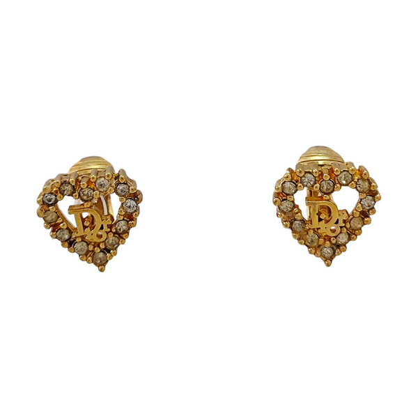 Dior Oblique Metal Gold Clip On Earrings
