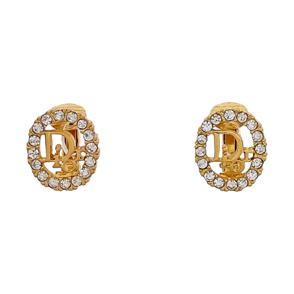 Dior Oblique Metal Gold Clip On Earrings