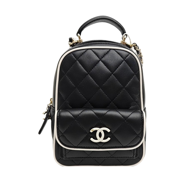 25P Mini Quilted Lambskin Black
