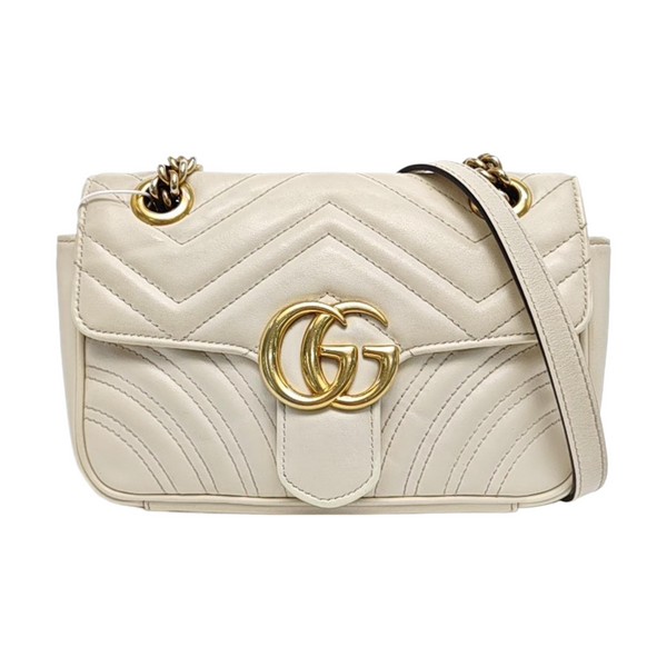 GG Marmont Small Quilted Calfskin White