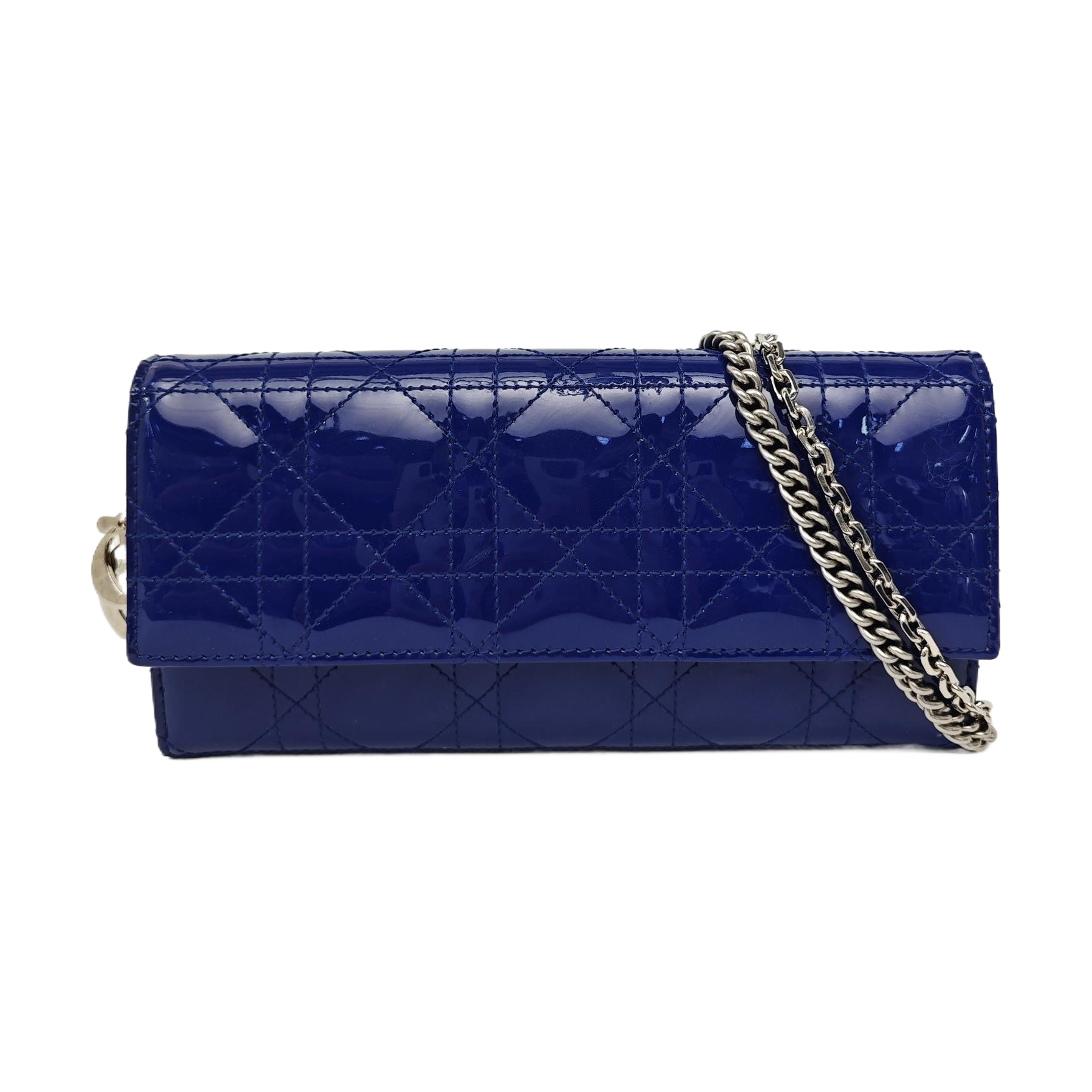 Lady Dior Small Cannage Patent Leather Blue