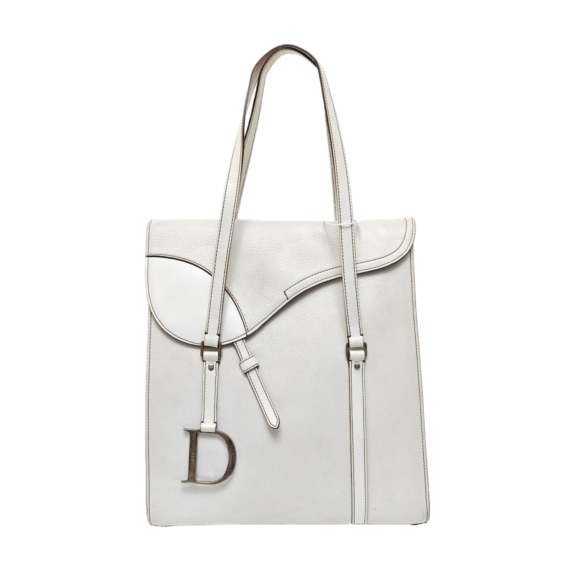 Saddle Medium Calfskin White