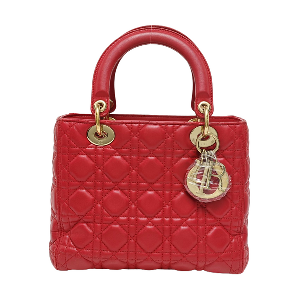 Lady Dior Medium Cannage Lambskin Red