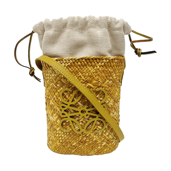 Straw Bucket Bag Yellow