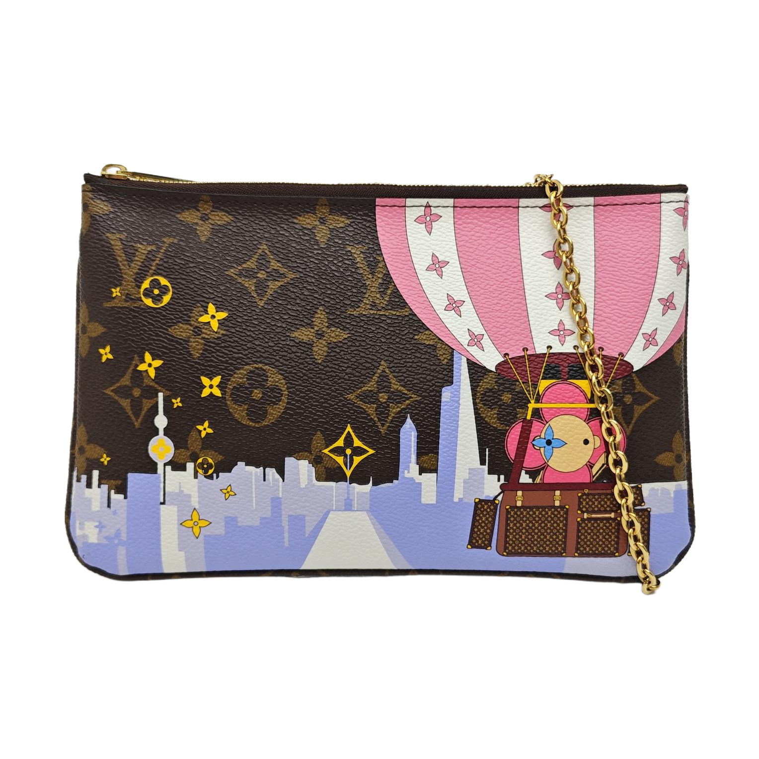 DOUBLE ZIP Monogram Coated Canvas Brown