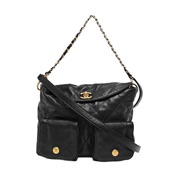 Suppletwins Large Quilted Calfskin Black