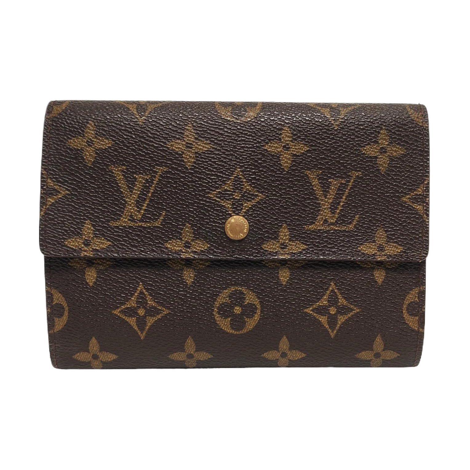 PORTE MONNAIE Monogram Coated Canvas Brown Wallet